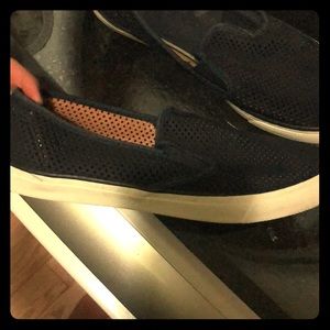 Women’s size 10 navy perforated slip on sperrys
